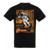 AstronautBack Μαύρο unisex t-shirt με στάμπα Astronaut σε πορτοκαλί και λευκό space streetwear σχέδιο.