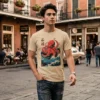 Octapus T-shirt Unisex t-shirt με στάμπα χταπόδι σε μπεζ (sand) χρώμα, ιαπωνικό design Octopus Wave
