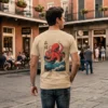 Octapus T-shirt Πίσω όψη μπεζ t-shirt με στάμπα χταπόδι Octopus Wave, Stabastic