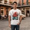 Octapus T-shirt Λευκό unisex t-shirt με στάμπα χταπόδι, ιαπωνικό art design σε στιλ ukiyo-e