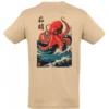 t-shirt Sand Πίσω όψη μπεζ t-shirt με στάμπα χταπόδι Octopus Wave, Stabastic