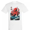 t-shirt white Λευκό unisex t-shirt με στάμπα χταπόδι, ιαπωνικό art design σε στιλ ukiyo-e
